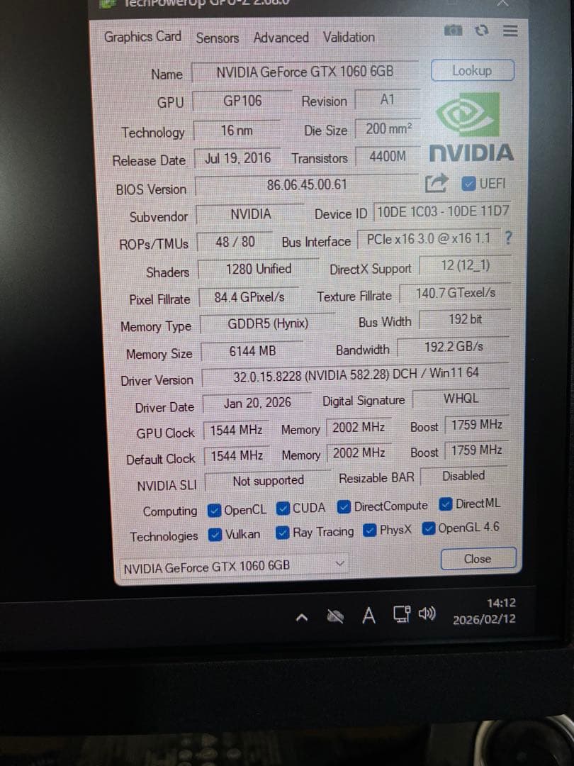 グラフィックボード・グラボ・ビデオカード GeForce GTX1060 6GB