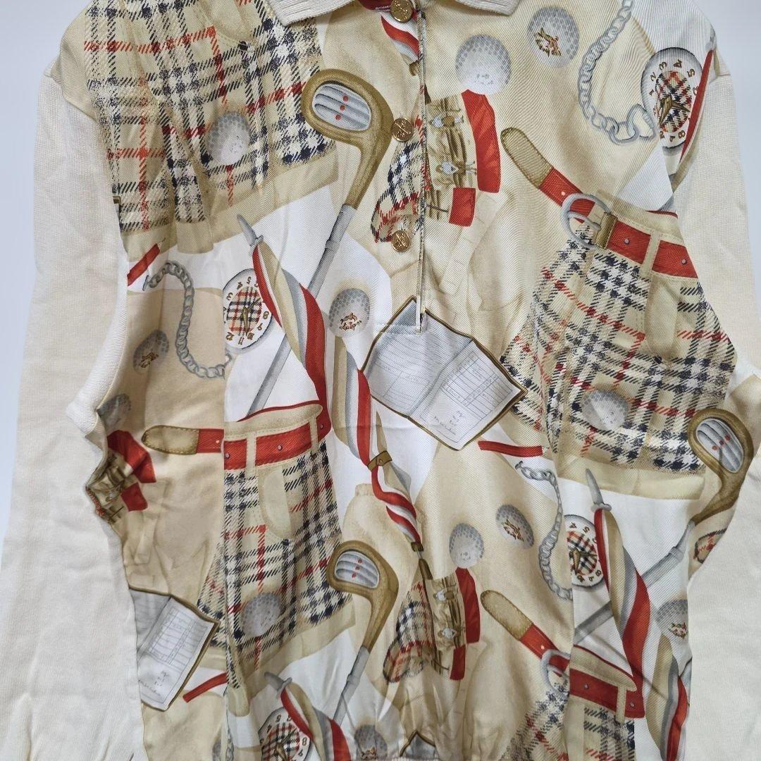 80s ヴィンテージBurberry's 長袖ポロシャツ Lサイズ　y34