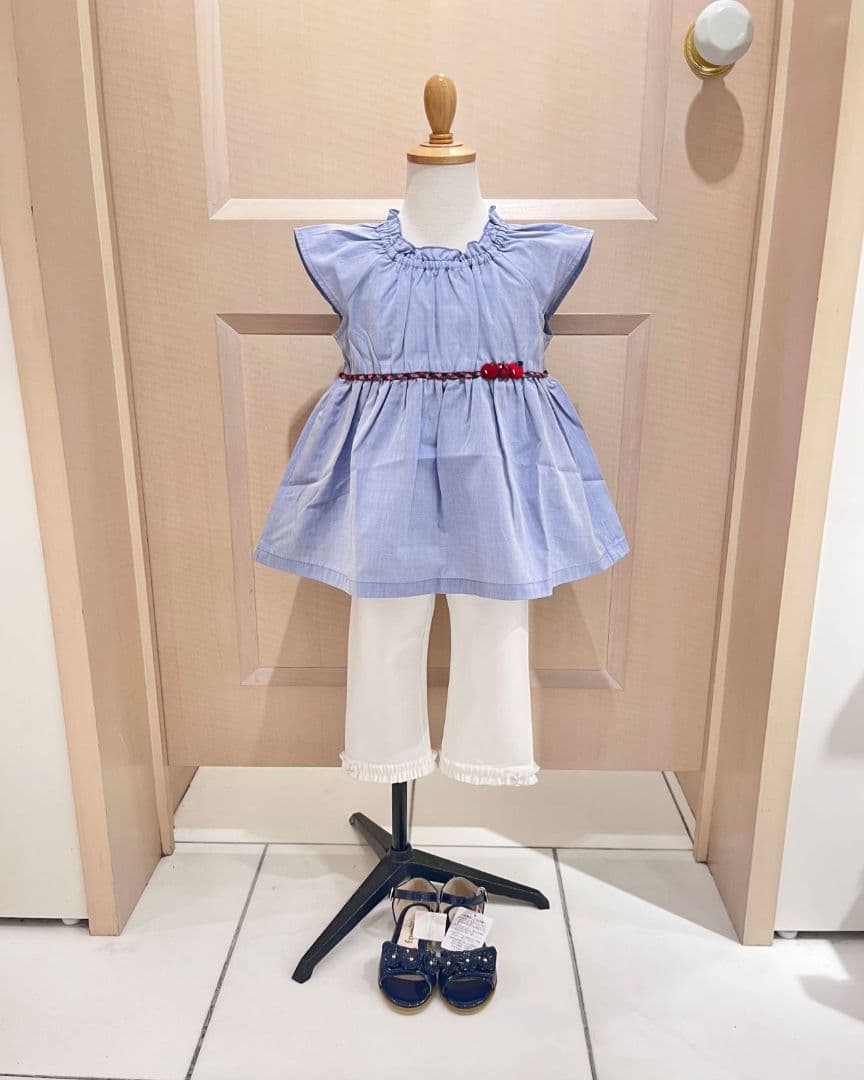 美品★2枚セット★現行品★80cm familiar 水色チュニック＆パンツ