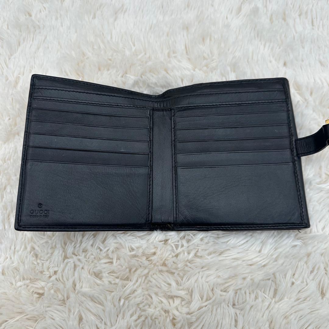 ✨箱あり✨美品　グッチ　二つ折り財布　ジャッキー　GG柄 キャンバス　レザー　黒