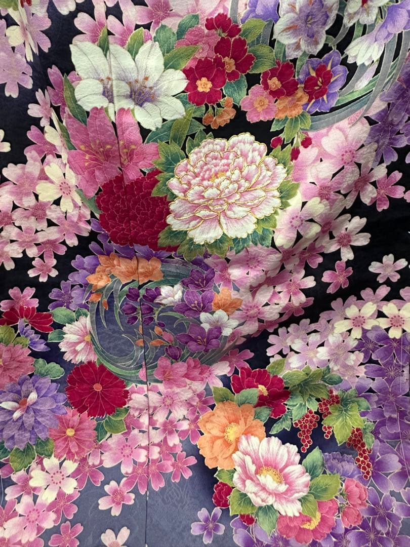 阿*和様 正絹 振袖 HANAE MORI 森英恵 未仕立て品 仮絵羽