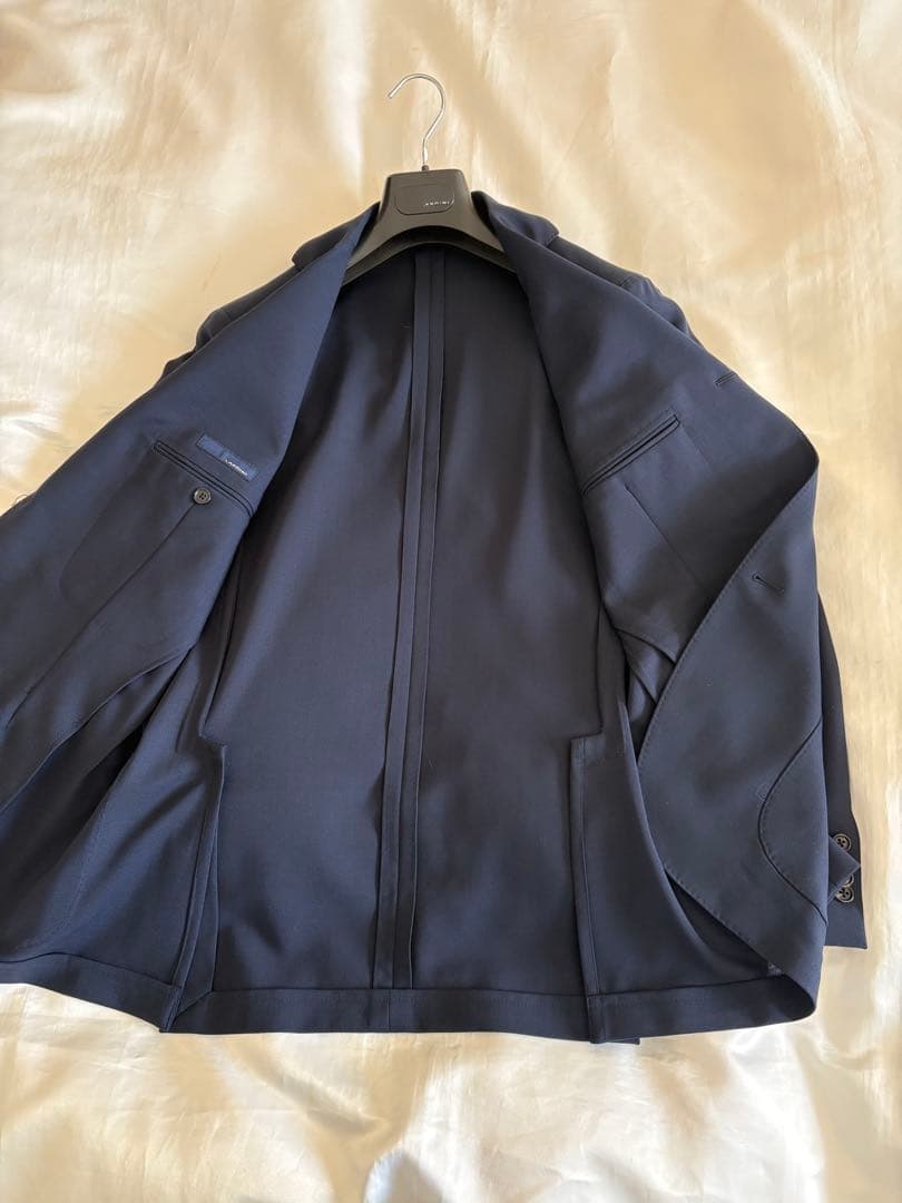 LARDINI ウールトロピカル ネイビージャケット3B 50 本切羽 裏地無