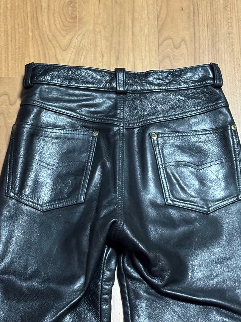 90s Schott レザーパンツ 28 600VS 牛革 USA製 ショット