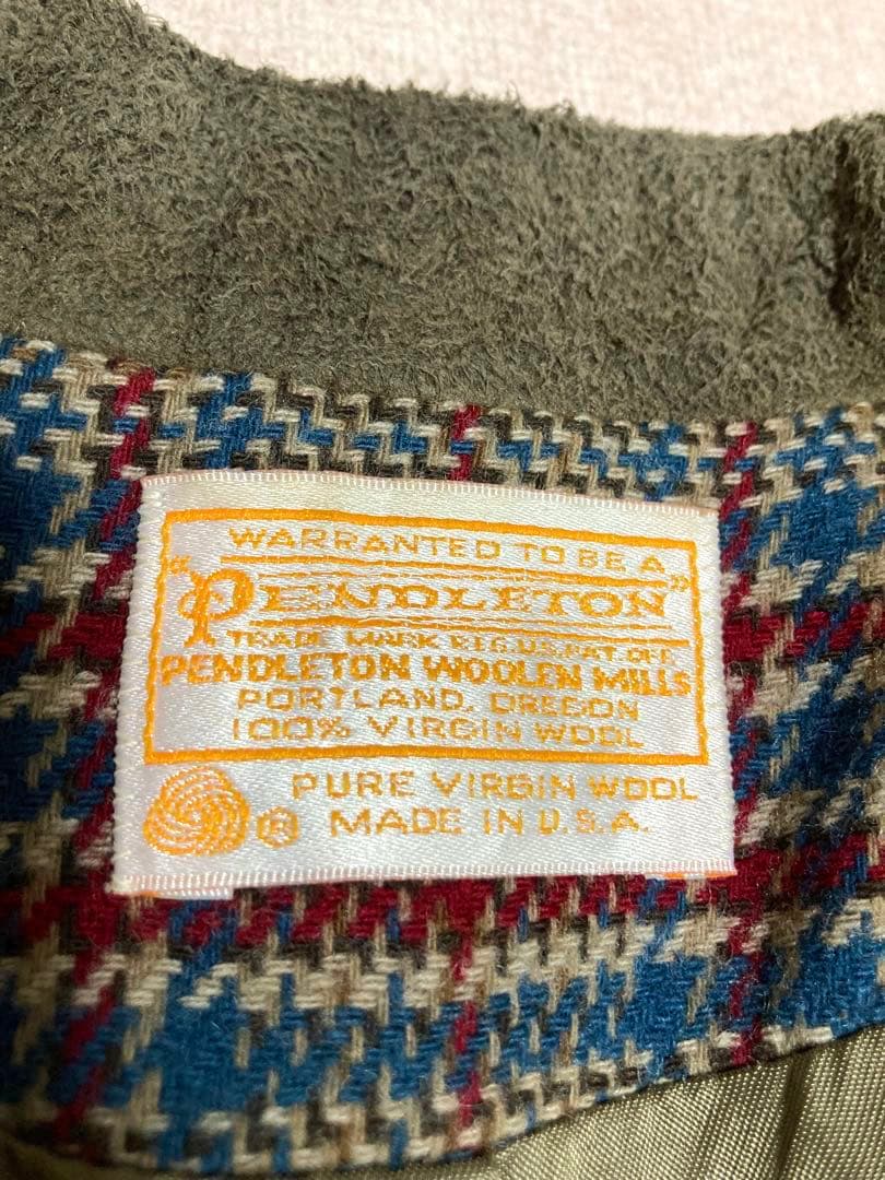 希少 70s USA ペンドルトン レザー切替 テーラード ツイード ジャケット