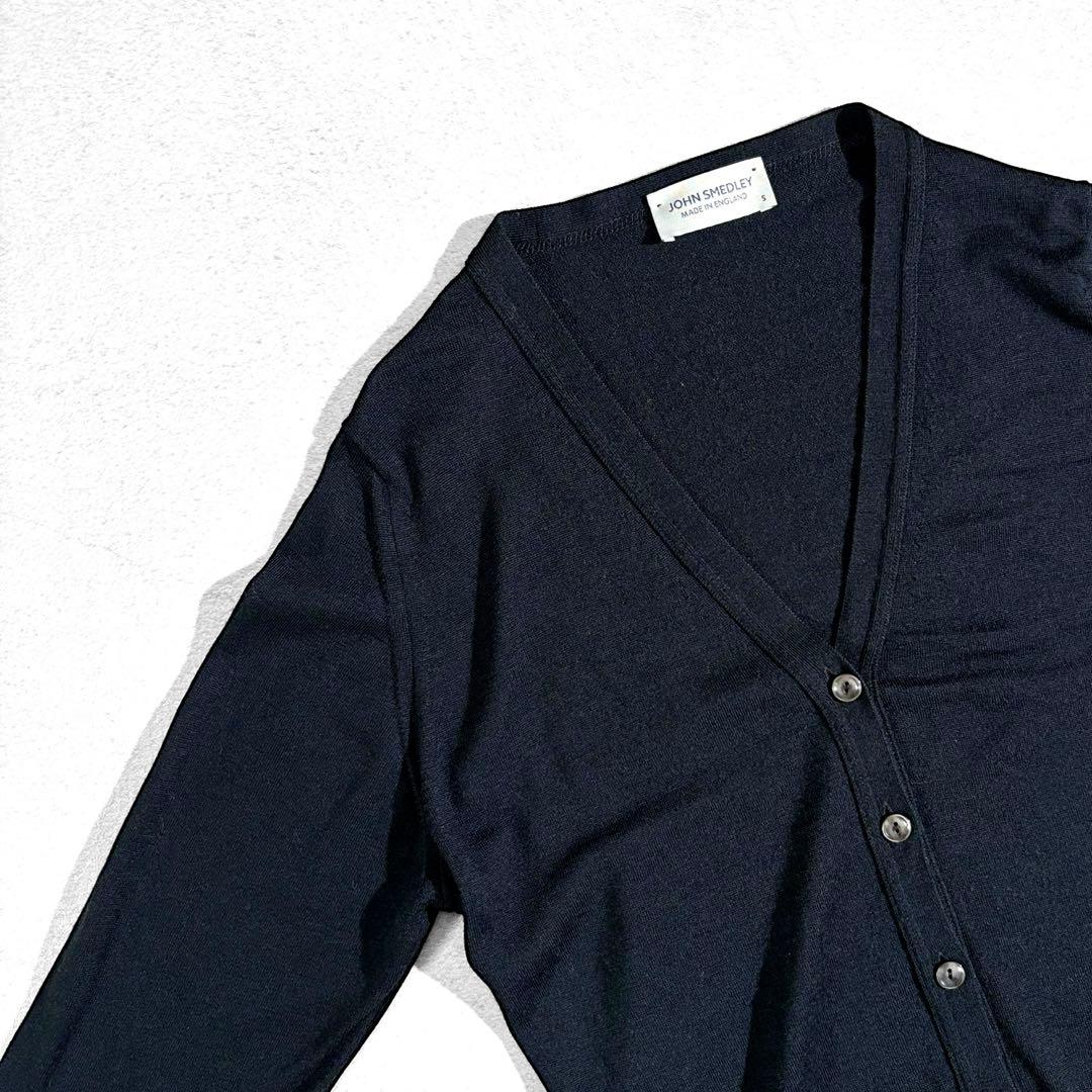 美品 JOHNSMEDLEY 上質メリノウール Vネックカーディガン 現行タグ