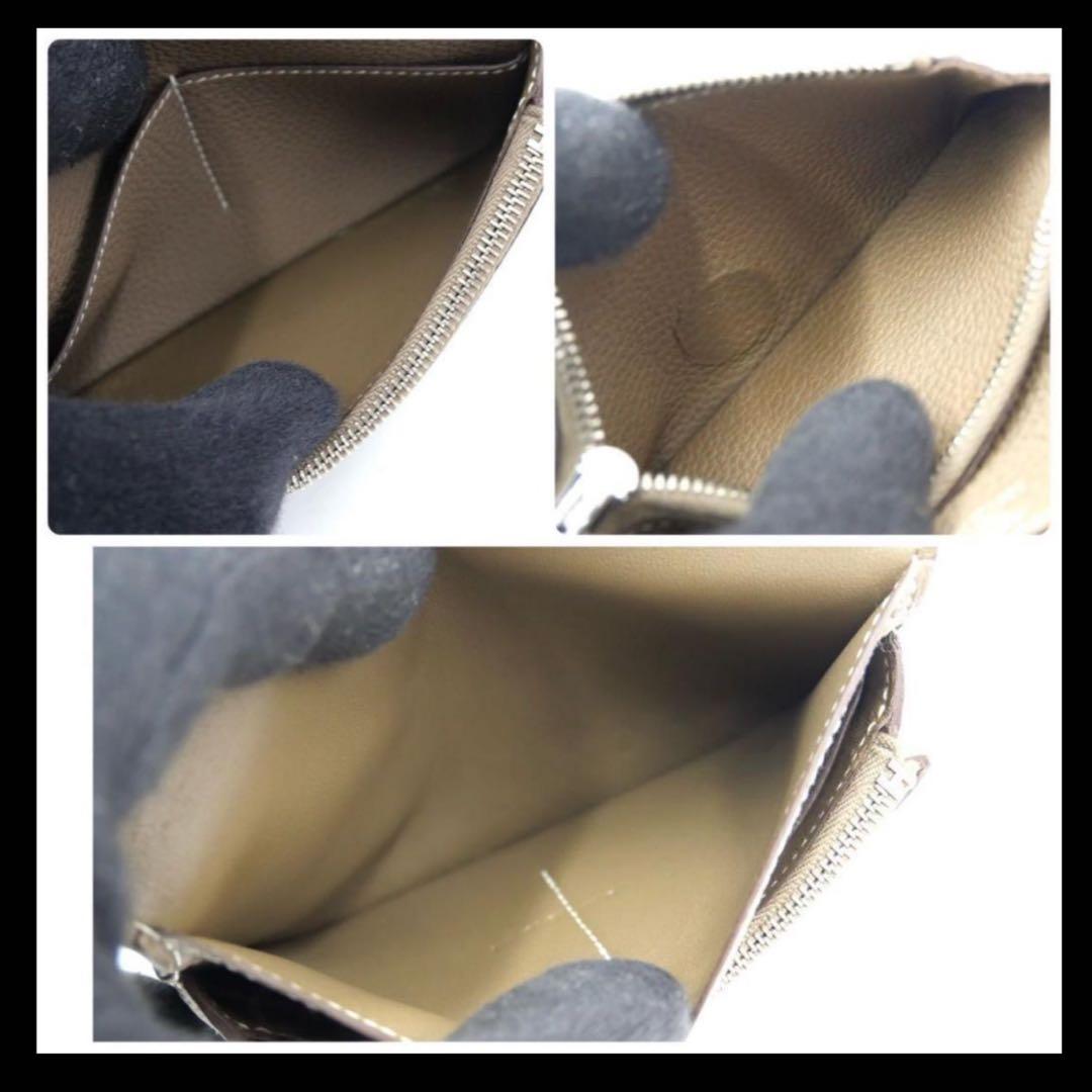 マロン エルメス ドゴン コンパクト エトゥープ 財布 トリヨン限定鑑定済