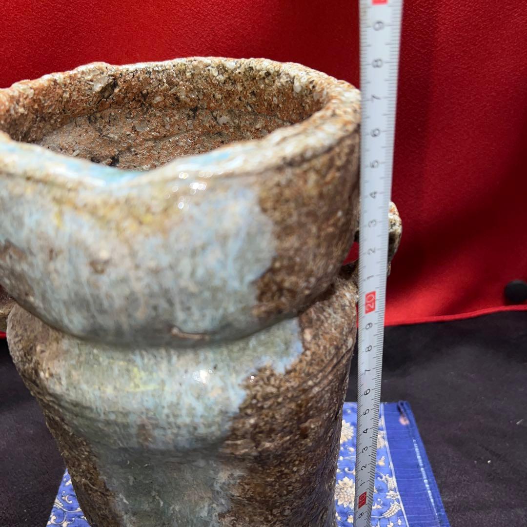 時代物伊賀　信楽耳付き花入割れニューありません美品値下げしました
