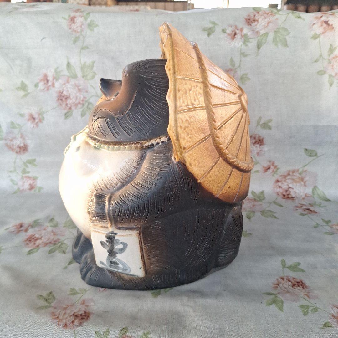 陶器製 たぬきの置物 陶芸 窯 狸 盆栽 園芸 ガーデニング オブジェ 狸