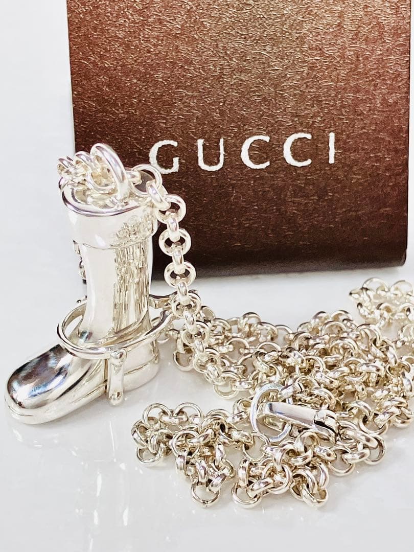 【超美品】GUCCI ブーツ ネックレス 男女兼用　シルバー925