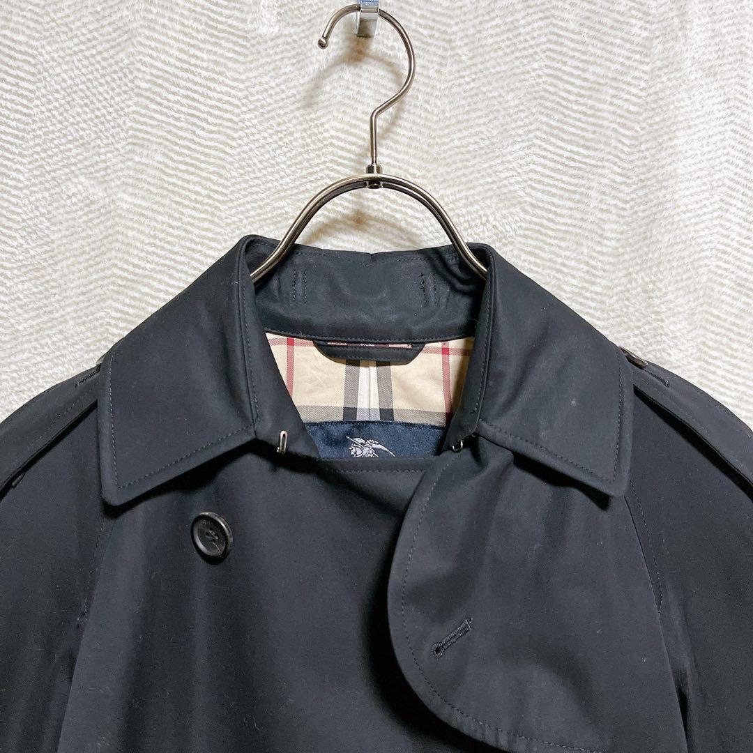 バーバリー トレンチコート 黒 40 L ロング丈 ベルト付き