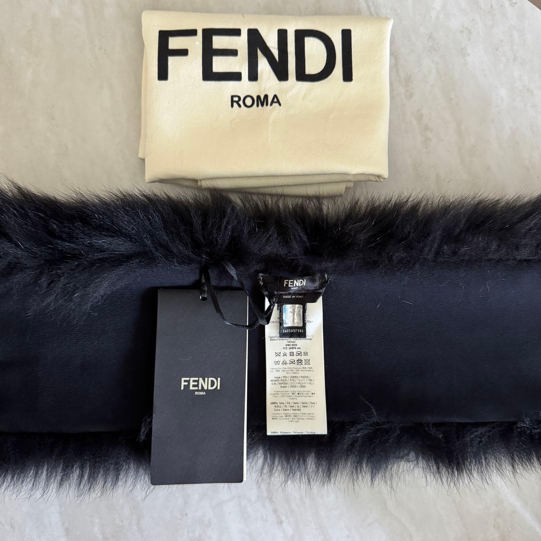 新品 FENDI リボン フォックスファー マフラー 三上悠亜着用