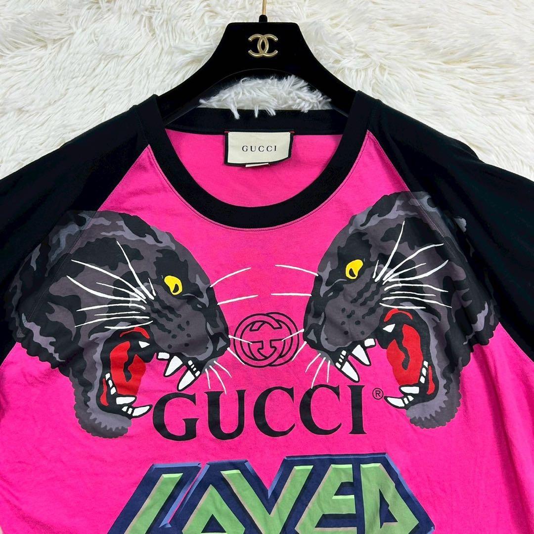 良品　GUCCI Tシャツ LOVED タイガープリント　インターロッキング