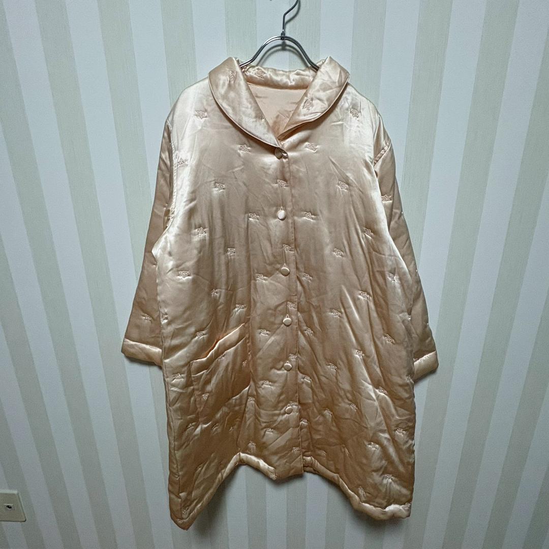 ワコール シルク100% 中わた ガウン ルームウェア L 絹 ピンク 美品